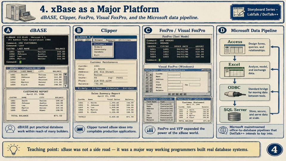 xBase desktop database platform panel